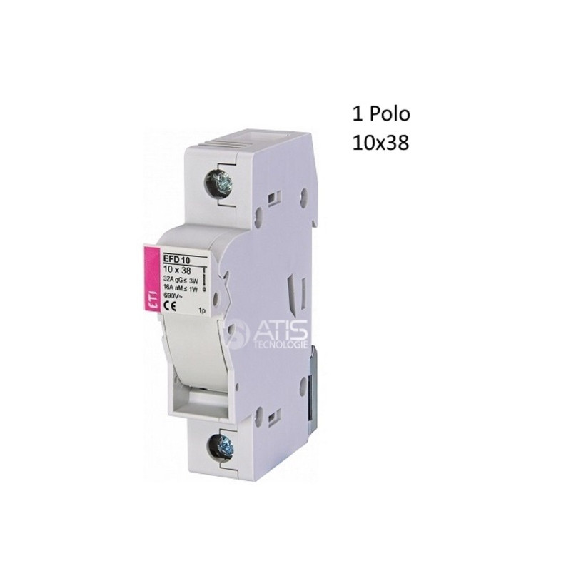 EFD101P   Porta fusibili cilindrici  da guida DIN   D 10X38 1 Poli