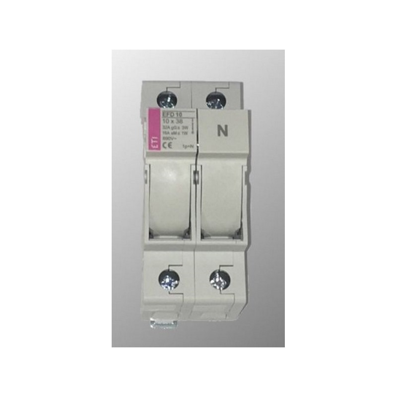 EFD101P+N   Portafusibile estraibile montaggio su barra din   un polo + neutro per fusibili industriali 10,3x38