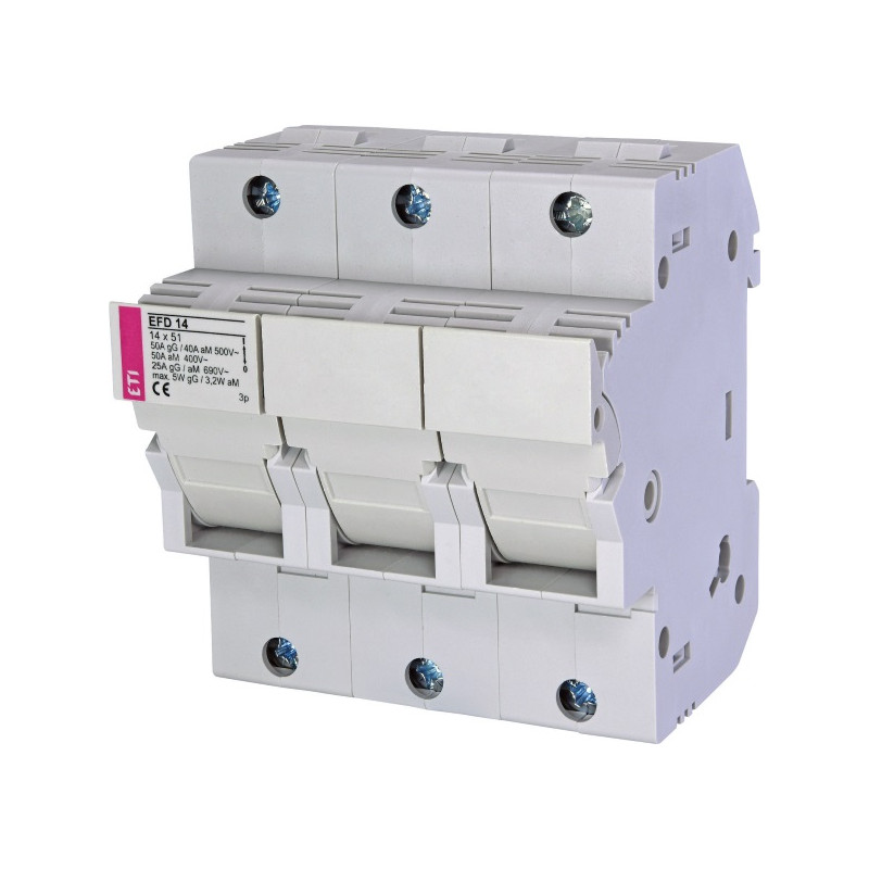 EFD143P  Porta fusibili cilindrici  da guida DIN  D 14X51  3 Poli