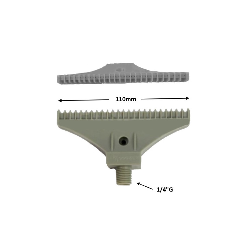 F14110ABS   Erogatore Esteso 110mm  48 fori per Fluidi e Lame d'Aria 1 foro fissaggio G 1/4  M