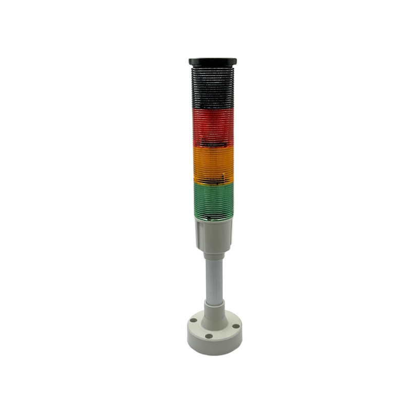 FAL3AB VARS   Colonna luminosa 3 colori verde  arancio  rosso con sonoro 80dB  24 Vdc.+ Settore di cablaggio grigio chiaro  base