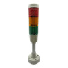 FAL3YBVARL   Colonna luminosa 3 colori verde arancio rosso  LED 24Vdc + Settore di cablaggio grigio chiaro base tubo H 100 mm  m