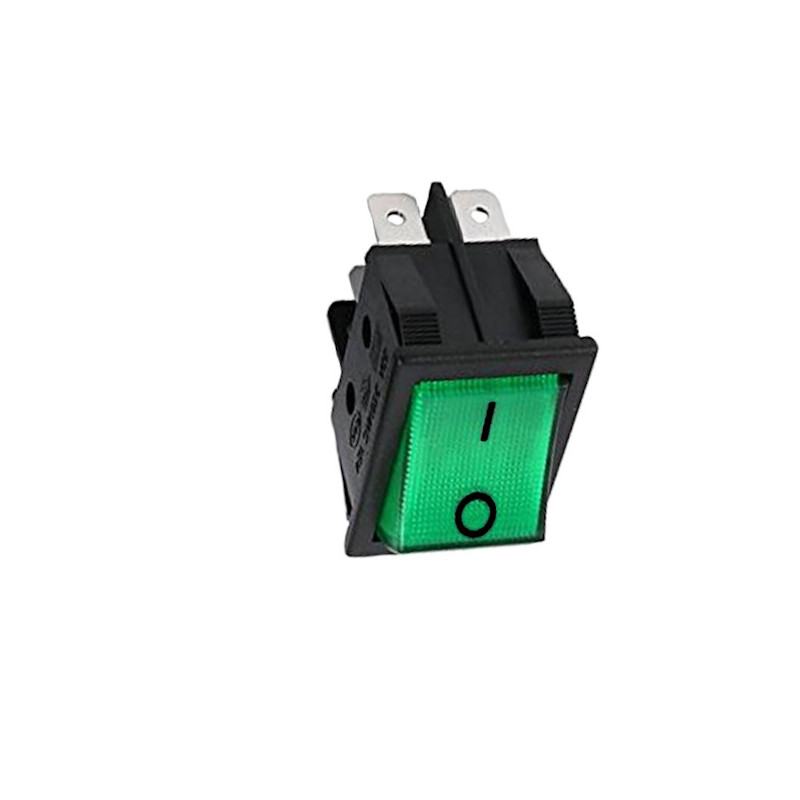 Interruttore snap in  mm13x19 2 poli luminoso Verde 0 1
