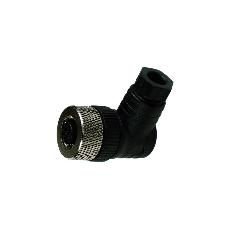 M12FA5P9   Connettore M12 a cablare  ghiera girevole  versione femmina 90°  PG9  5 Poli a vite