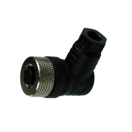M12FA5P9   Connettore M12 a cablare  ghiera girevole  versione femmina 90°  PG9  5 Poli a vite