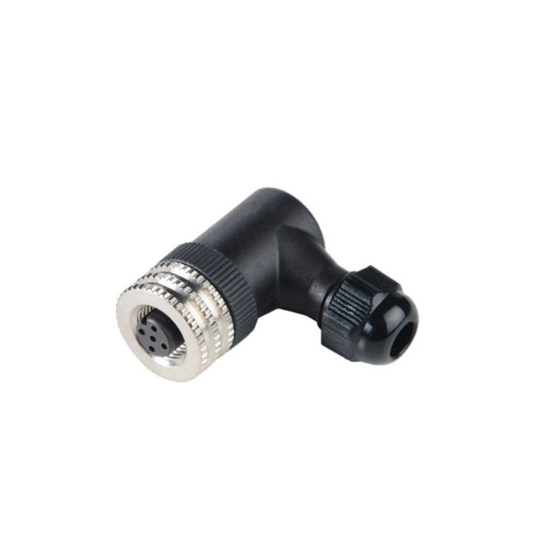 M12FG5PV7   Connettore M12 a cablare  ghiera girevole  versione femmina 90°  5 Poli   PG7  a vite