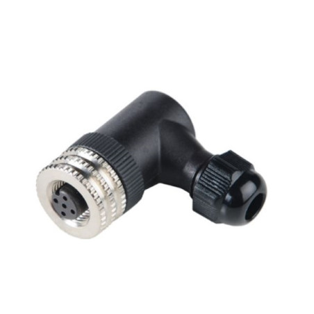 M12FG5PV7   Connettore M12 a cablare  ghiera girevole  versione femmina 90°  5 Poli   PG7  a vite