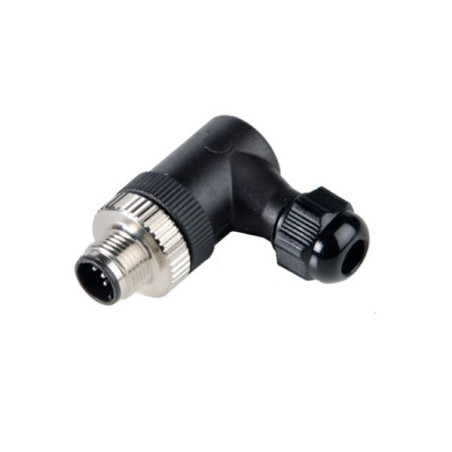 M12MA5P7   Connettore M12 a cablare  ghiera girevole  versionione maschio 90° 5 Poli  PG7  a vite