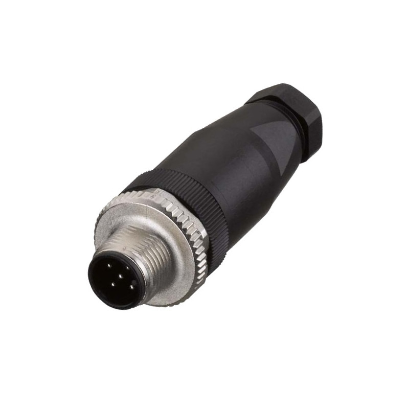 M12MD5PV   Connettore M12 a cablare ghiera girevole versione maschio diritta  5 Poli  PG9  a vite