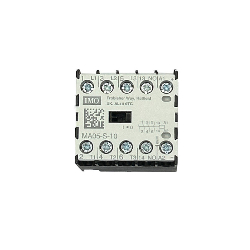 MA05-S-10 24DC   Micro Contattori 3 poli Aperto  2,2kW 5A AC3  12A AC1contatto aux 1 NO  bobina 24Vdc  TS15 guida din