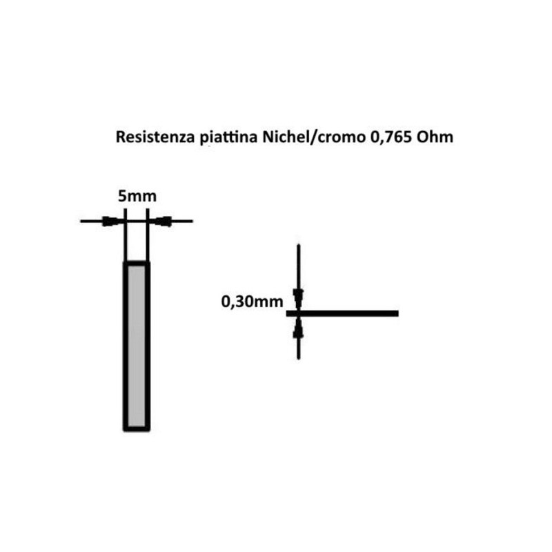 NI.CR.P5-030/5  Resistenza a piattina  Nichel Cromo 80 20 Dim 5 x 0,30mm  0,766 Ohm mtlConfezione da 5mtl