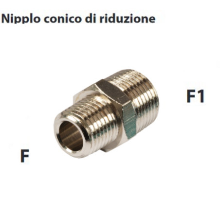 RS1520   Nipplo riduzione conico M M  G 1/4  1/2