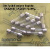 SF522210   Fusibili azione Rapida  5X20mm  1A 250V FS IMQConfezione da 10 Pcs.