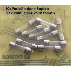 SF522212  Fusibili azione Rapida  5X20mm  1,25A 250V FS IMQConfezione da 10 Pcs