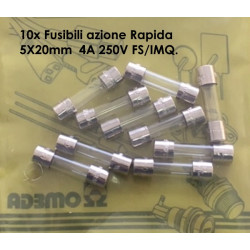 SF522240   Fusibili azione Rapida  5X20mm  4A 250V FS IMQ Confezione da 10 Pcs
