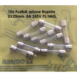 SF522280   Fusibili azione Rapida  5X20mm  8A 250V FS IMQConfezione da 10 Pcs