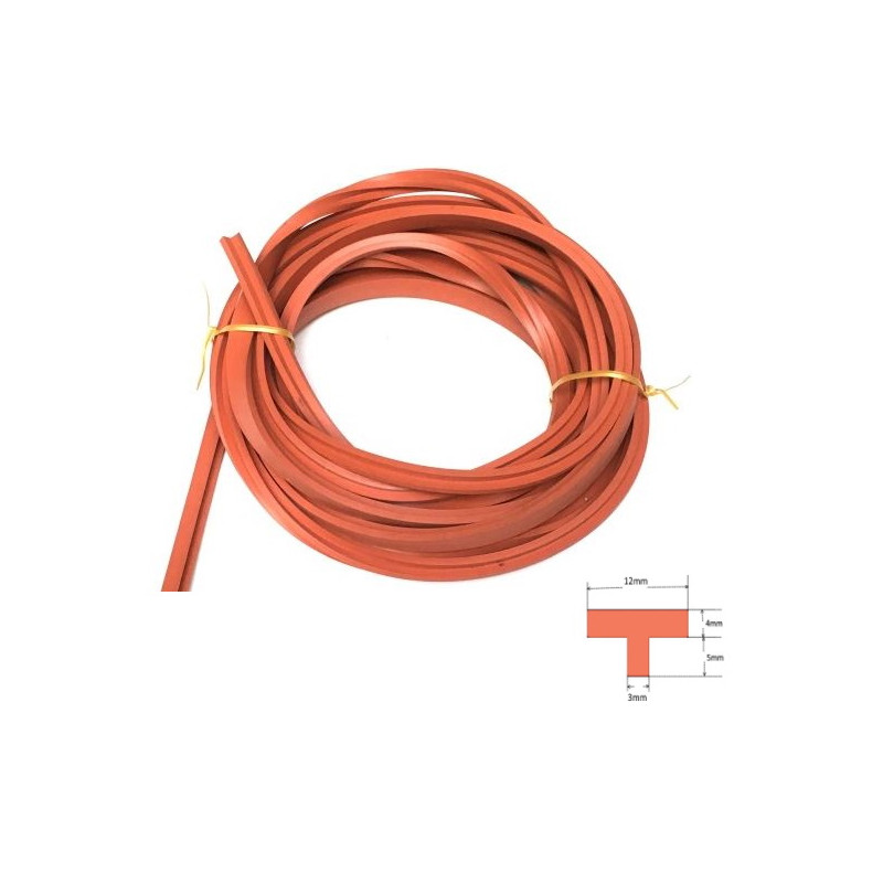 SILT12093  Profilo  T  12 X 9 X 3 mm  Silicone rosso SH 70+5