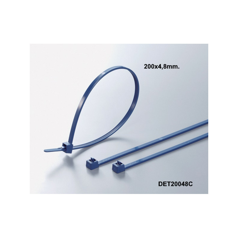 DET20048C   Fascetta rilevabile al metal detector blu lunghezza 200x4,8mm  Conf 100 Pcs