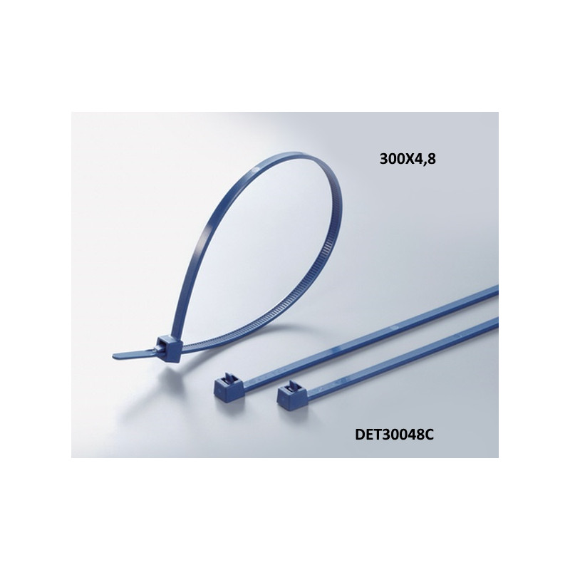 DET30048C   Fascetta rilevabile al metal detector blu lunghezza 300x4,8mm  Conf  100 pcs
