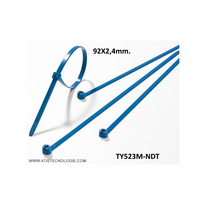 TY523M-NDT   Fascette rilevabile al metal detector blu lunghezza 92X2,4mm  Confezione da 100 pcs