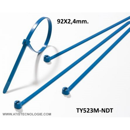 TY523M-NDT   Fascette rilevabile al metal detector blu lunghezza 92X2,4mm  Confezione da 100 pcs