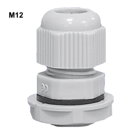 M127035   Pressacavi  controdadi M12  IP68  grigio chiaro