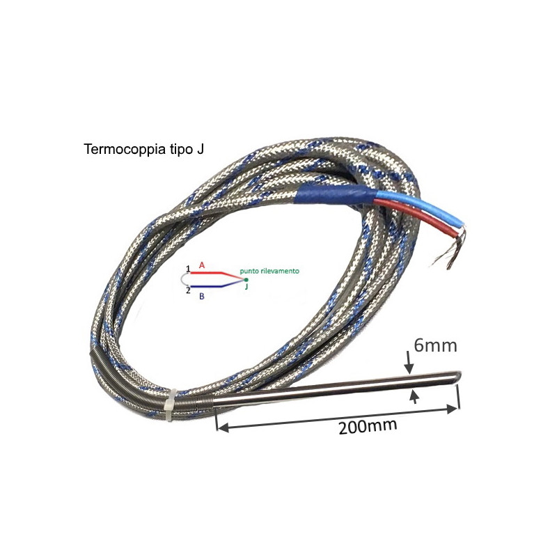 2000.00.173  Termocoppia TCJ 6X200 MGO Aisi 304 cavo Lc 3mtl TTS +  Molla antipiega