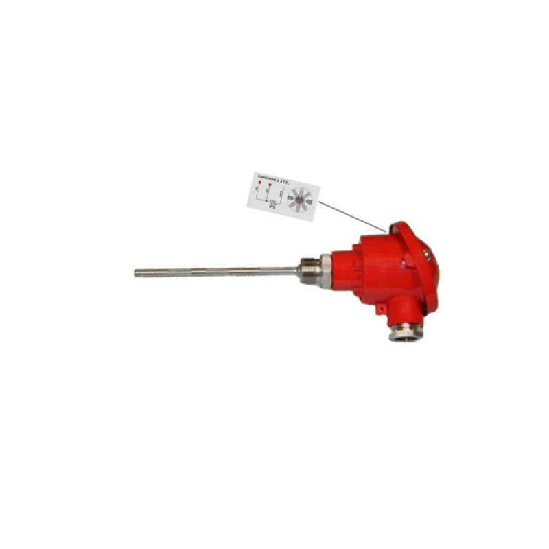 PTS-1B-6X150-B3B   PT100B-6X150 con testa DIN 3 fili  MGO 1/2  F  DIN B