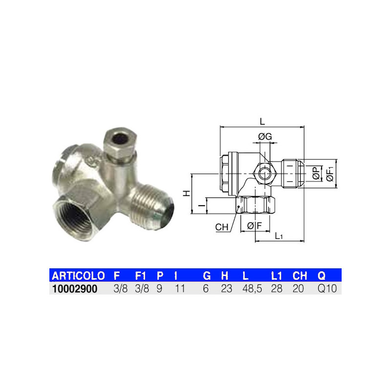 10002900  Valvola di ritegno di non ritorno orizontale F M  3/8   3/8