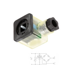 10182S2T091PGR1 A Conn  elettrov  30X30 con  circuito raddrizzatore  2P T  led rosso  protezione VDR  24V  PG9