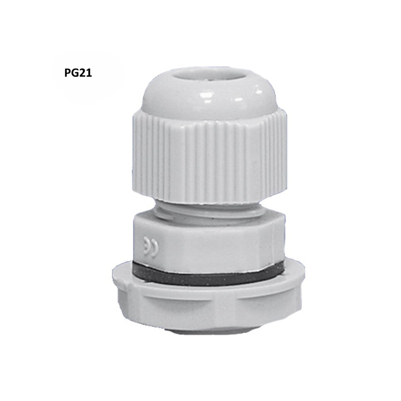 7000.7834.5   Pressacavi PG21 in tecnopolimero  con dado e guarnizione IP68  grigio RA7035
