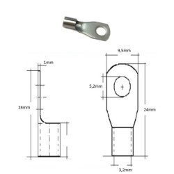 8018-5  Capicorda Inox foro D 5,2  per cavo sez 4  6 mmq