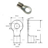 8054-10  Capicorda Inox foro  D 10,5 mm  per cavo sez 10  16 mmq