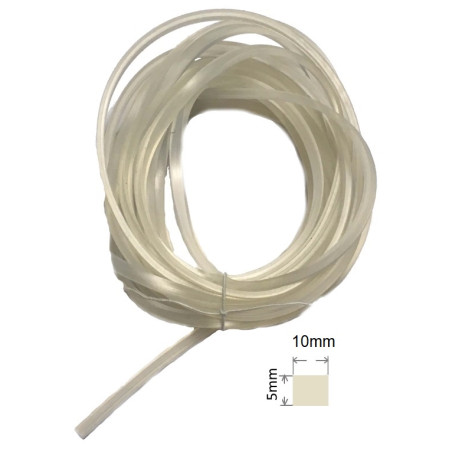 SIL5-10TR   Profilo guarnizione in gomma silicone FDA SH.60±5 A dim.5X10mm