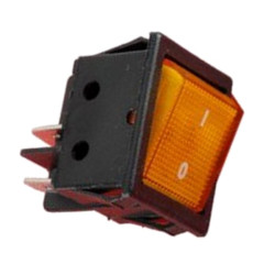 AT2280A  Interruttore bipolare 16A 250Vac  tasto luminoso  arancio  snap in 22x30 con simboli  O I