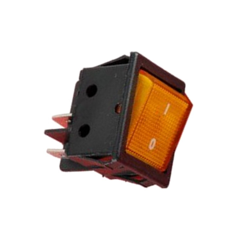 AT2280A  Interruttore bipolare 16A 250Vac  tasto luminoso  arancio  snap in 22x30 con simboli  O I
