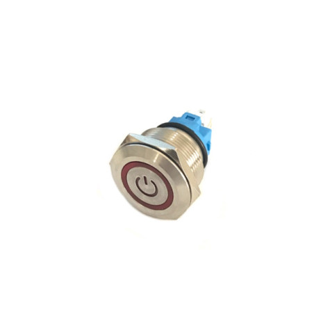 AV22-A  Pulsante Power Antivandalo Rosso luminoso Foro 22mm SPDT  NO C NC  12 24V  Momentaneo