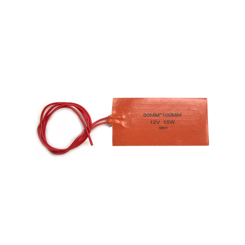 C05101215  Tappeto Riscaldante Flessibile in silicone dim 5x10cm 12V 15Watt  Cavo lc 0,3mtl