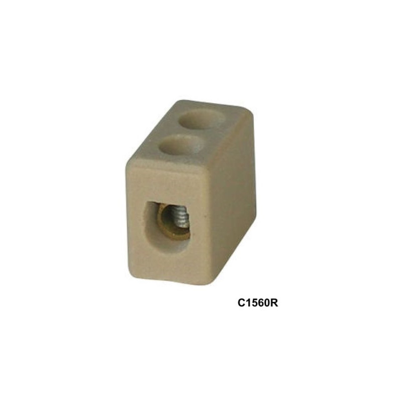 C1560R  Morsetto in steatite 18x10x15mm  per alte temperature 300°C  unipolare  6A  cavo max 1,5mmq