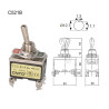 C521B  Interruttore bipolare  a leva metallo due posizioni ON OFF  15A 250V  collegamento a vite