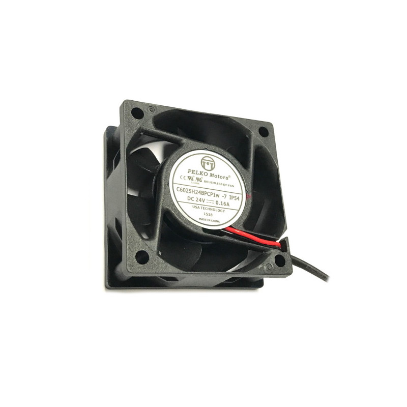 C6025H24BPCP1W-7   Ventola assiale 60 X 60 X 25  24Vdc   6300RPM   26,50 CMF  rotazione su cuscinetti Connessione  Cavo due poli