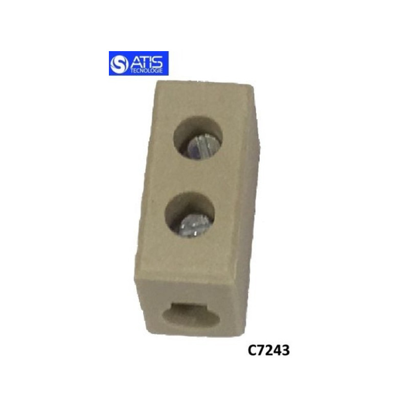 C7243  Morsetto in steatite  31 x 14 x 22,4 mm per alte temperature 300°C  Unip  30A  250V Sez  cavo max 6mmq