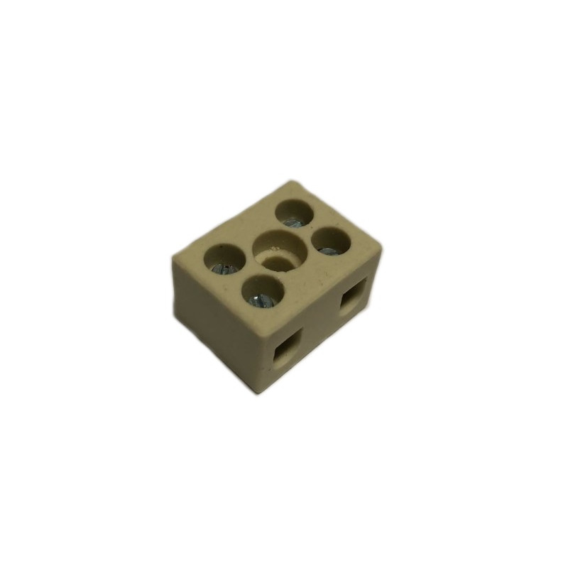 C7244   Morsetto steatite 18 x 23 x 14 mm per alte temperature 300°C bipolare 6A Sezione cavo max 6 mmq
