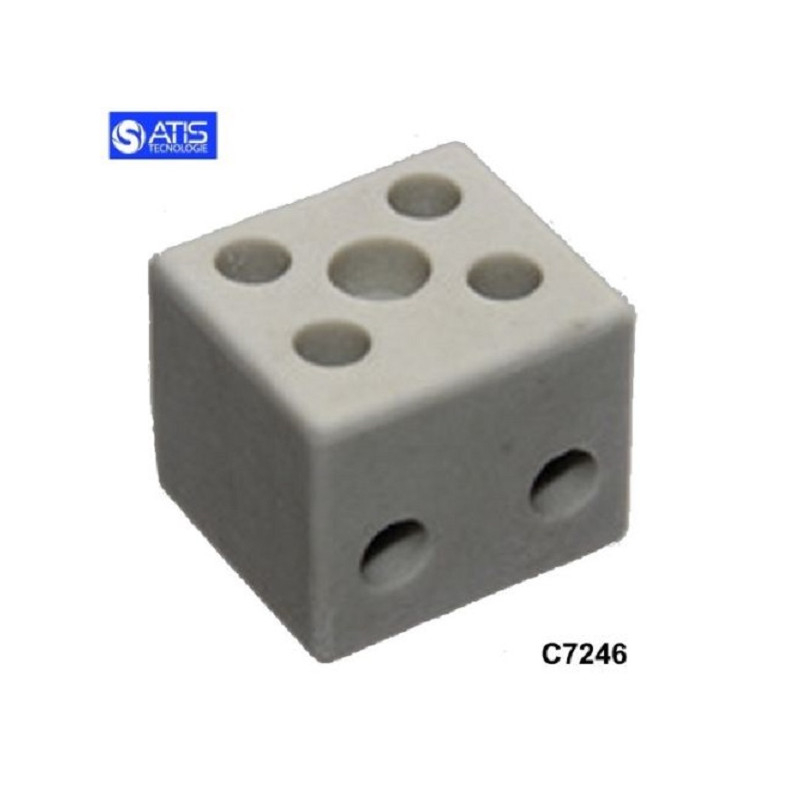 C7246   Morsetto steatite alte temperature 300° 26 x 24 x 20 mm 20A bipolare Sezione cavo 1  6 mmq