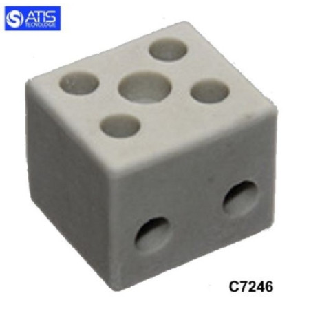 C7246   Morsetto steatite alte temperature 300° 26 x 24 x 20 mm 20A bipolare Sezione cavo 1  6 mmq