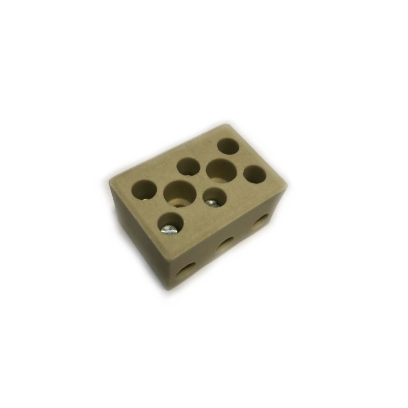 C7248  Morsetto steatite 34x18,5x25 mm per alte temperature 10A  3 poli Sezione cavo 4mmq