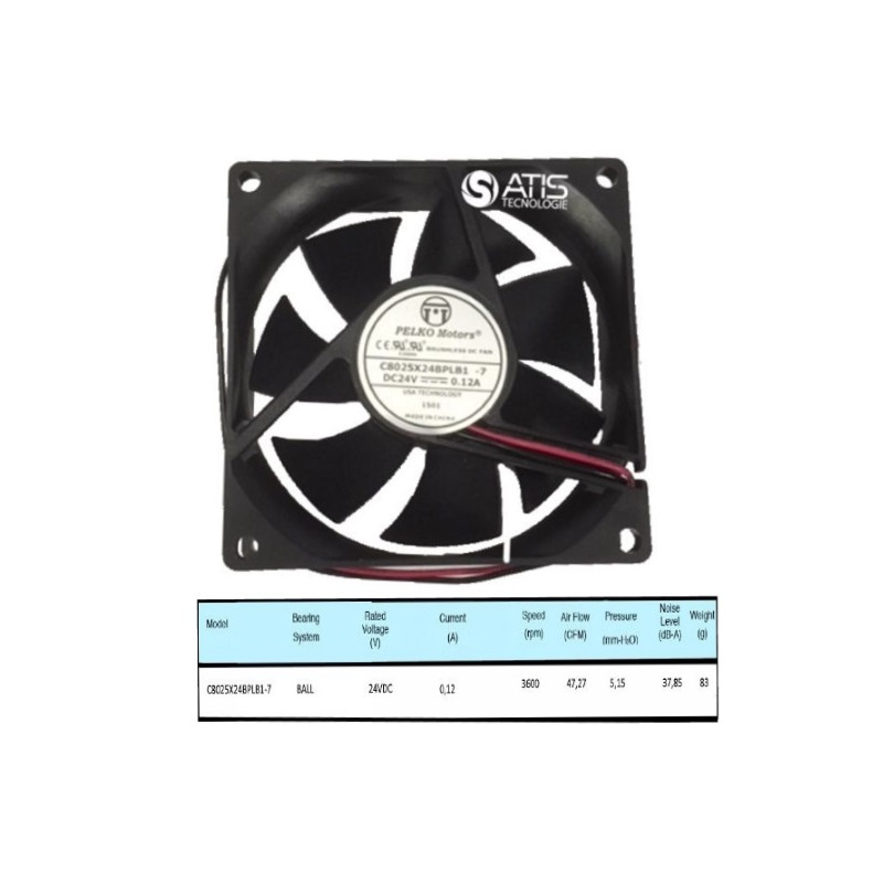 C8025X12BPLB1-7   Ventola Assiale  con cuscinetti 80x80x25mm 12Vdc