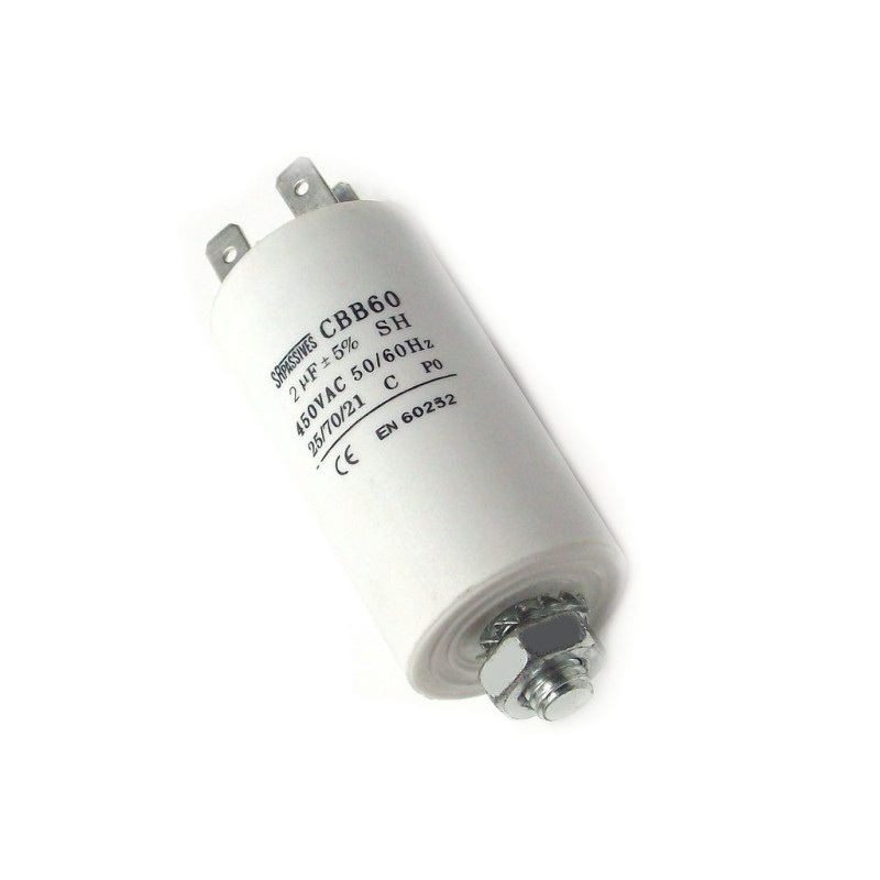CBB60E-2-450  Condensatore per motori in regime 2uF  450V  Ø30x57mm