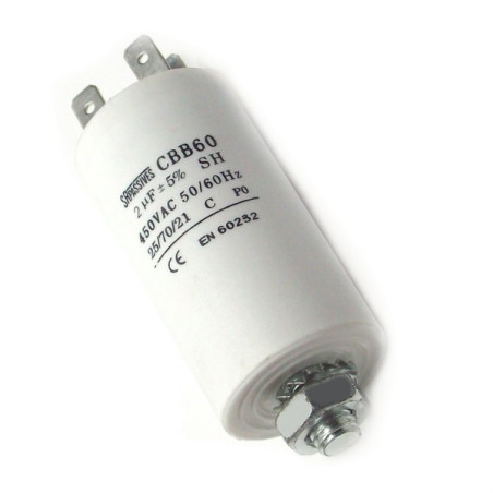 CBB60E-2-450  Condensatore per motori in regime 2uF  450V  Ø30x57mm