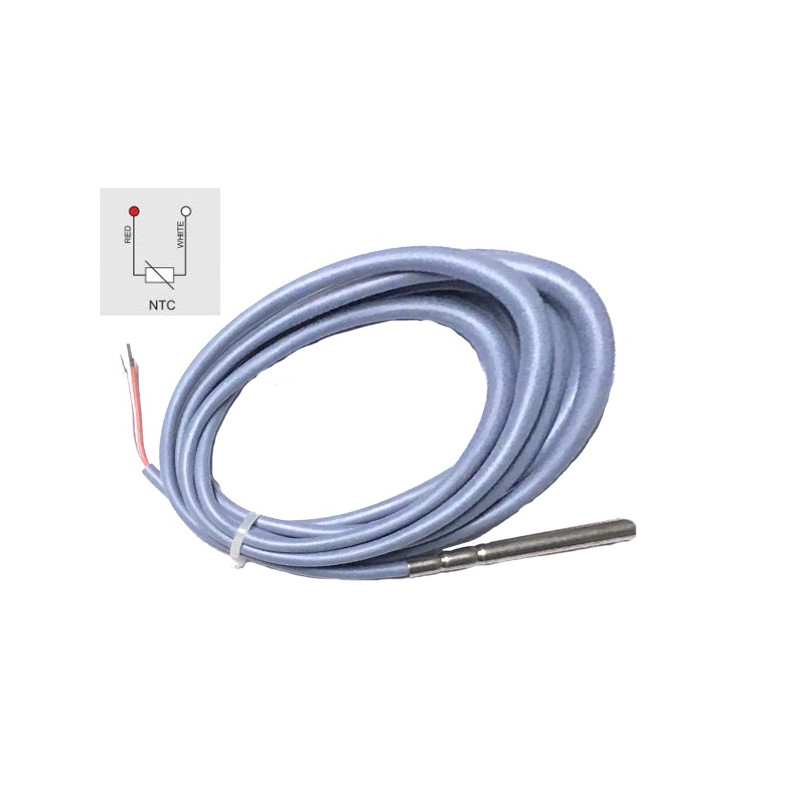NTC3000  Sensore di temperatura NTC 10K  D 6 X 50 Inox 304 cavo 3mtl silicone